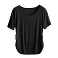 thumbnail image 1 of Timegard Women Tops Pjs Scoop Neck Side Ruched Short Sleeve Soft Homewear Casual Workout Tee Shirts, 1 of 7