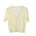 thumbnail image 1 of Timegard Women's Button down Cardigan Short Sleeve V Neck Ruffle Cute Comfy Crop Knit Sweater for Fall Casual,Yellow,Free Size, 1 of 5