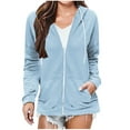 thumbnail image 1 of Timegard Women’s Full-Zip Hoodie Long Sleeve Drawstring Sweatshirts Fall Comfy Jackets with Pockets, 1 of 7