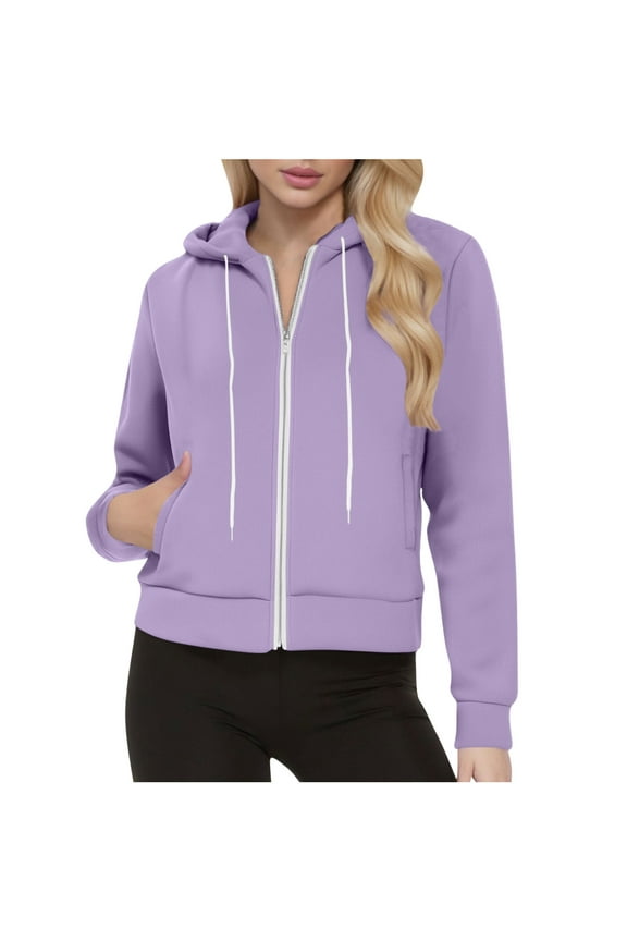 Zip up Hoodies for Women Sweatshirts Long Sleeve Comfy Pullover Fall Fashion Jackets with Pockets