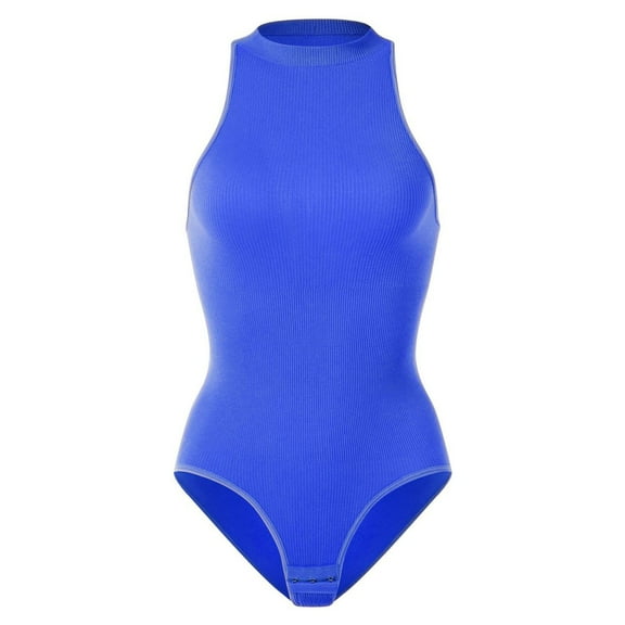 Timegard Womens Bodysuit Crew Neck Sleeveless Slim Comfy Jumpsuit Panties Solid Color Rompers Casual