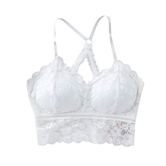 Timegard Womens Bras Crisscross Sheer Floral Lace Longline Bralette Beauty Back T-Shirt Bras Solid Color