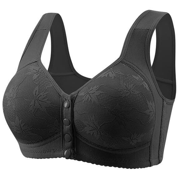 Timegard Womens Bras Plus Size Front Closure Button Full Support Wireless Breathable Comfort Everyday Bra