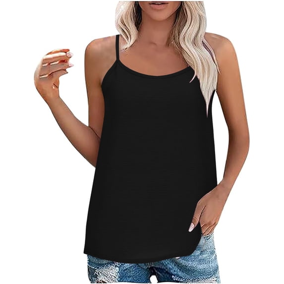 Timegard Womens Camisole Tops Adjustable Spaghetti Strap Scoop Neck Casual Loose Tank Top Sleeveless Tee