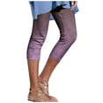 thumbnail image 1 of Timegard Womens Capri Leggings Pants Gradient Color Elastic Waisted Drawstring Comfy Slim Casual Cropped Trousers, 1 of 4