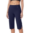 thumbnail image 1 of Timegard Womens Capri Pants Stretch High Waist Button Work Casual Pants for Summer with Pockets, 1 of 8