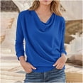 thumbnail image 1 of Timegard Womens Fall Tops Drop Shoulder Long Sleeve Tops Casual Solid Color Loose Comfy Ruched Blouse, 1 of 4