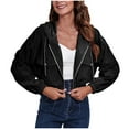 thumbnail image 1 of Timegard Womens Full Zipper Hoodies Cropped Long Sleeve Drop Shoulder Jackets Fall Casual Loose Tops, 1 of 5
