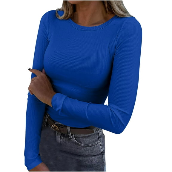 Timegard Womens Going out Tops Ribbed Square Neck Long Sleeve Slim Tee Fall Casual Tops Undershirts
