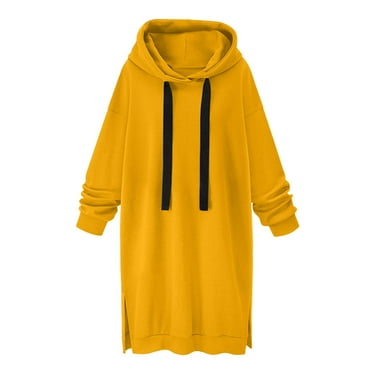 Timegard Womens Hoodies Sweatshirts Long Sleeve Side Split Drawstring Fall Winter Loose Long Pullover