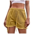 thumbnail image 1 of Timegard Womens Jean Shorts Elastic Waisted Drawstring Vintage Summer Comfy Denim Shorts with Pockets, 1 of 5