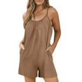 thumbnail image 1 of Timegard Womens Jumpsuits Sleeveless Oversized Camisole Rompers 1 Piece Wide Leg Shorts with Pockets, 1 of 7