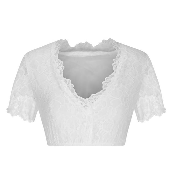 Timegard Womens Lace Tops Plus Size V Neck Ruffle Short Sleeve Solid Color Summer Beach Casual Crop Tops