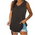 thumbnail image 1 of Timegard Womens Long Tank Top V-Neck Wide Strap Sleeveless Summer Casual Tunic to Wear with Leggings, 1 of 7