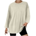 thumbnail image 1 of Timegard Womens Oversized Tops Crewneck Long Sleeve Solid Color Comfy Basic Tee Fall Casual Loose Tops, 1 of 6