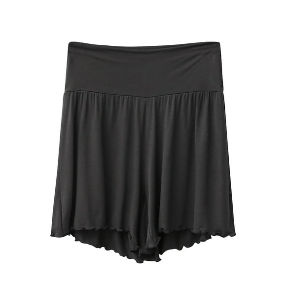 Timegard Womens Pajama Shorts High Waisted Lightweight Wide Leg Soft Sleepwear Bottoms Ruffled Yoga Shorts