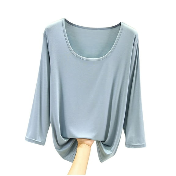 Timegard Womens Pajama Tops Short Scoop Neck 3/4 Sleeve Loose Soft Sleepwear Casual Comfy Pjs Shirt Top