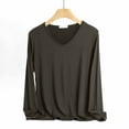 thumbnail image 1 of Timegard Womens Pajama Tops Short V Neck Long Sleeve Soft Loungewear Casual Loose Comfy Sleep Shirts Top, 1 of 5