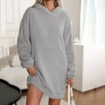 thumbnail image 1 of Timegard Womens Pajamas Fall Winter Mid Long Hoodies Pullover Fleece Warm Loose Long Sleeve Sleep Dresses, 1 of 5