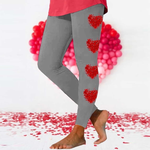 Timegard Womens Pajamas Pants Leggings Slim Comfy Valentines Day Print Trousers Sleepwear Casual Pants