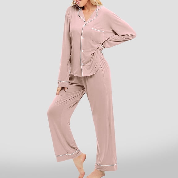 Timegard Womens Pajamas Sets Long Sleeve Button down Shirts Pants Comfy Sleepwear 2 Pieces Lounge Outfits
