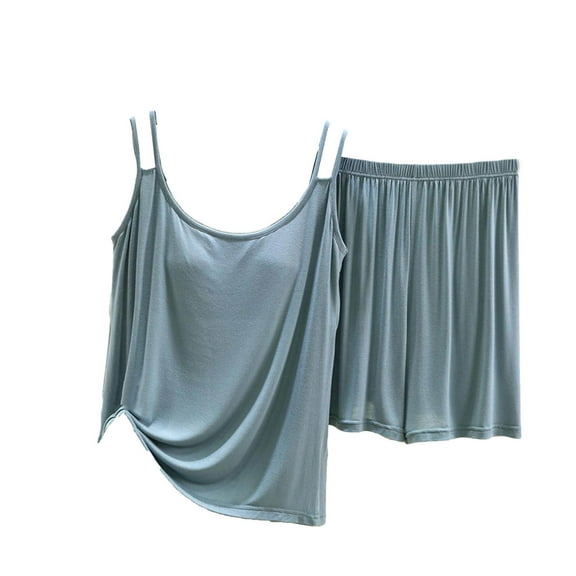 Timegard Womens Pajamas Sets Pajamas Scoop Neck Camis with Built in Bras Shorts Soft Outfits Sleepwear