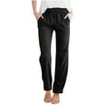 thumbnail image 1 of Timegard Womens Pants Summer Ruched Elastic Waist Loose Lightweight Travel Casual Solid Color Trousers, 1 of 5
