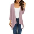 thumbnail image 1 of Timegard Womens Plus Size Cardigans 3/4 Sleeve Open Front Irregular Cardigan with Pockets Fall Clothes, 1 of 5