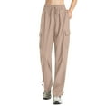 thumbnail image 1 of Timegard Womens Plus Size Cargo Pants Elastic High Waisted Drawstring Active Hiking Trousers with Pockets, 1 of 3
