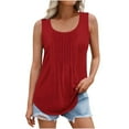 thumbnail image 1 of Timegard Womens Plus Size Tank Top Round Neck Pleated Casual Tunic Top Solid Color Comfy Sleeveless, 1 of 6