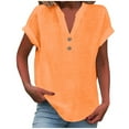 thumbnail image 1 of Timegard Womens Plus Size Tops Cotton Linen Notched V Neck Tops Casual Solid Color Blouse Lightweight, 1 of 6