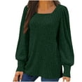 thumbnail image 1 of Timegard Womens Plus Size Tops Ribbed Square Neck Puff Long Sleeve Blouse Tops Side Split Dressy Casual, 1 of 4