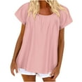 thumbnail image 1 of Timegard Womens Plus Size Tops Scoop Neck Ruched Short Sleeve Flowy Shirts Casual Loose Tops Blouses, 1 of 6
