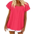 thumbnail image 1 of Timegard Womens Plus Size Tops Scoop Neck Ruched Short Sleeve Flowy Shirts Casual Loose Tops Blouses, 1 of 6
