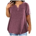 thumbnail image 1 of Timegard Womens Plus Size Tops Short Sleeve Notched V-Neck Loose Comfy Tee Shirts Casual Tunic Tops, 1 of 4