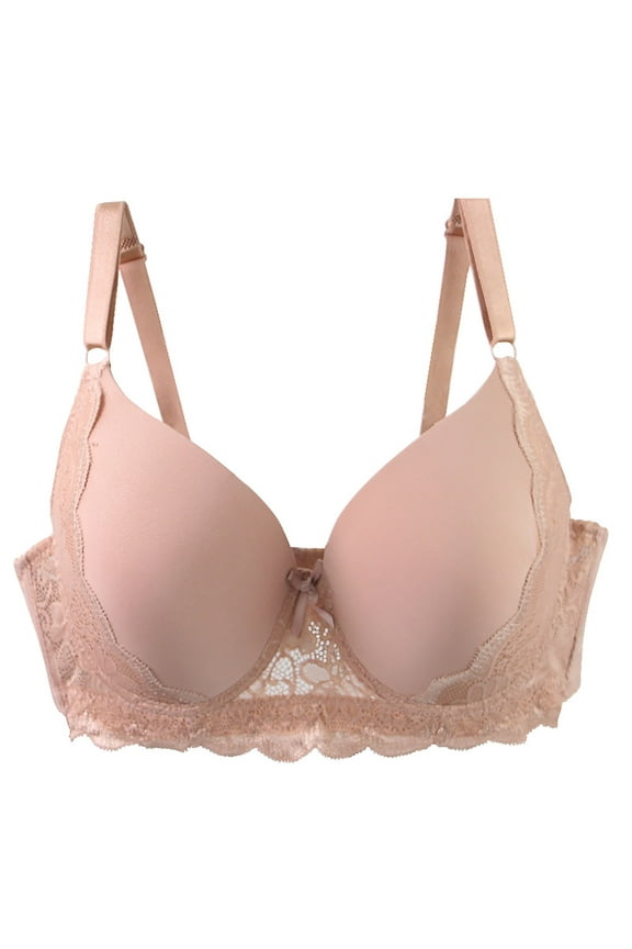 Womens Push up Bras with Support Lace Bow Tie Full Support Undershirts Comfy Thin Daily Bras