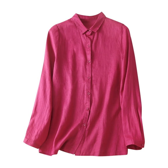 Timegard Womens Shirts Button down Lapel Neck Embroidery Tops Lightweight Work Casual Loose Blouse