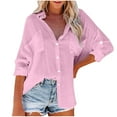 thumbnail image 1 of Timegard Womens Shirts Button down Tops Long Sleeve Lapel V Neck Blouse Fall Lightweight Shirts Tops, 1 of 9
