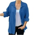 thumbnail image 1 of Timegard Womens Shirts Button up Lapel Neck Solid Color Long Sleeve Tops Fall Casual Loose Tops Cardigan, 1 of 6
