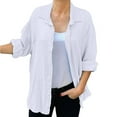 thumbnail image 1 of Timegard Womens Shirts Button up Lapel Neck Solid Color Long Sleeve Tops Fall Casual Loose Tops Cardigan, 1 of 7