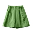 thumbnail image 1 of Timegard Womens Shorts Cotton Linen Ruched Elastic Waist Casual Loose Shorts Summer Travel Solid Color, 1 of 4