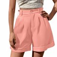 thumbnail image 1 of Timegard Womens Shorts High Waist Button Wide Leg Ruched Suit Shorts Casual Loose Comfy Work Shorts, 1 of 7