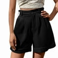 thumbnail image 1 of Timegard Womens Shorts High Waist Button Wide Leg Ruched Suit Shorts Casual Loose Comfy Work Shorts, 1 of 7