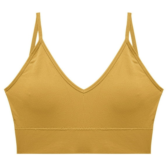 Timegard Womens Sports Bras Ribbed Wireless V-Neck Backless Workout Gym Bralette Comfort Camis Bra