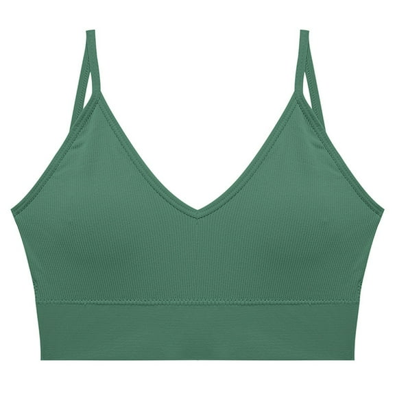 Timegard Womens Sports Bras Ribbed Wireless V-Neck Backless Workout Gym Bralette Comfort Camis Bra