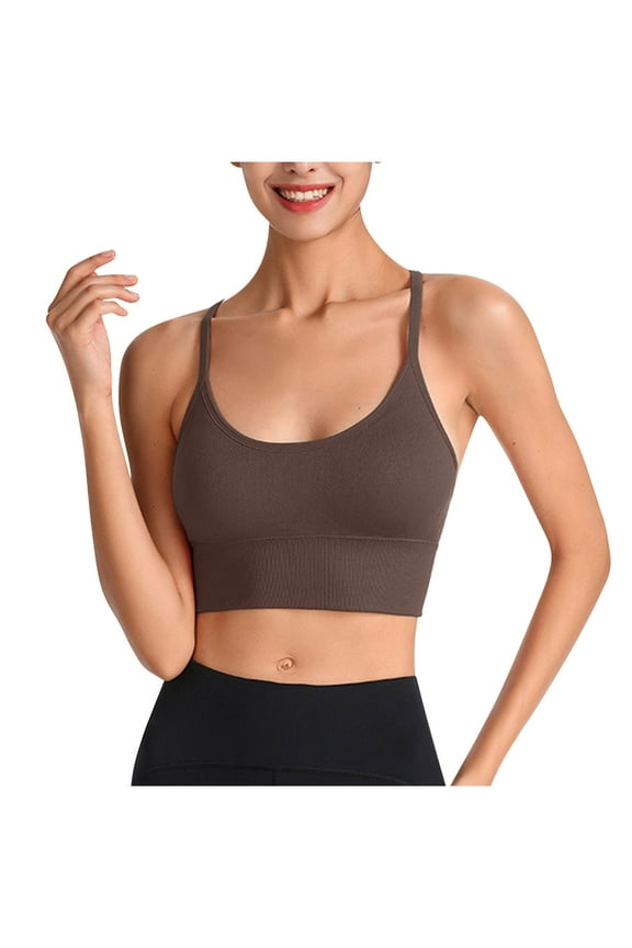 Womens Sports Bras Spaghetti Strap Scoop Neck High Support Breathable Workout Running Thin Bras