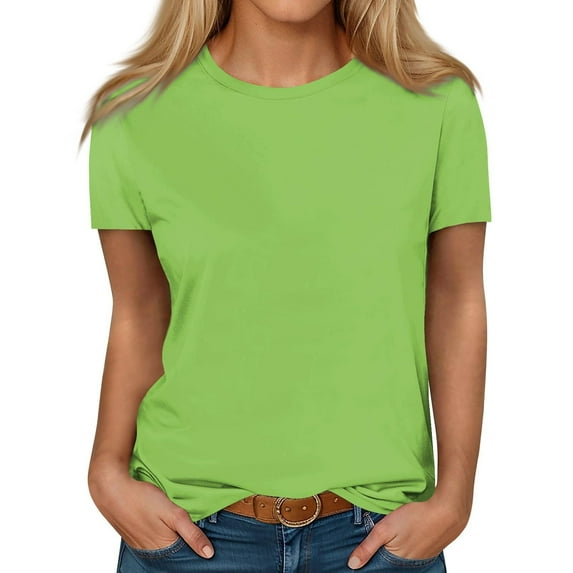 Timegard Womens Summer Tops Crew Neck Short Sleeve Comfy Basic Tee Shirts Casual Loose Tops Blouses
