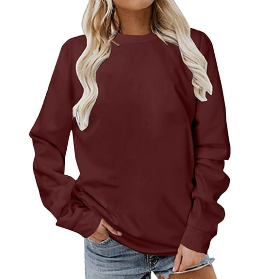 Timegard Womens Sweatshirt Long Sleeve Crewneck Comfy Pullover Fall Winter Basic Casual Loose Tops