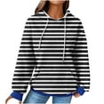 thumbnail image 1 of Timegard Womens Sweatshirts Long Sleeve Striped Drawstring Hoodies Pullover Fall Winter Tops with Pockets, 1 of 5