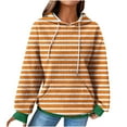 thumbnail image 1 of Timegard Womens Sweatshirts Long Sleeve Striped Drawstring Hoodies Pullover Fall Winter Tops with Pockets, 1 of 5